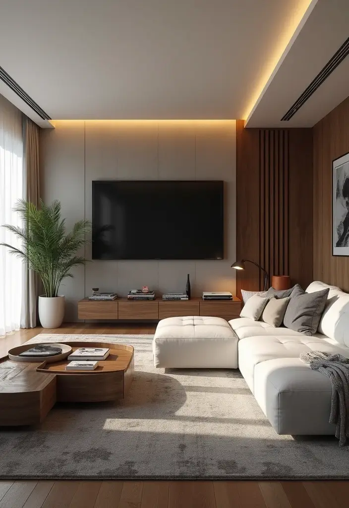 30 Big Living Room Decor Ideas to Fill Large Spaces - 14. Integrated Technology