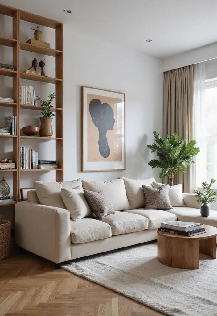 30 Big Living Room Decor Ideas to Fill Large Spaces - 15. Artistic Room Dividers