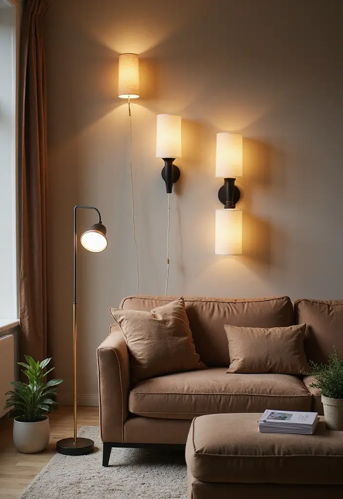 30 Big Living Room Decor Ideas to Fill Large Spaces - 18. Layered Lighting