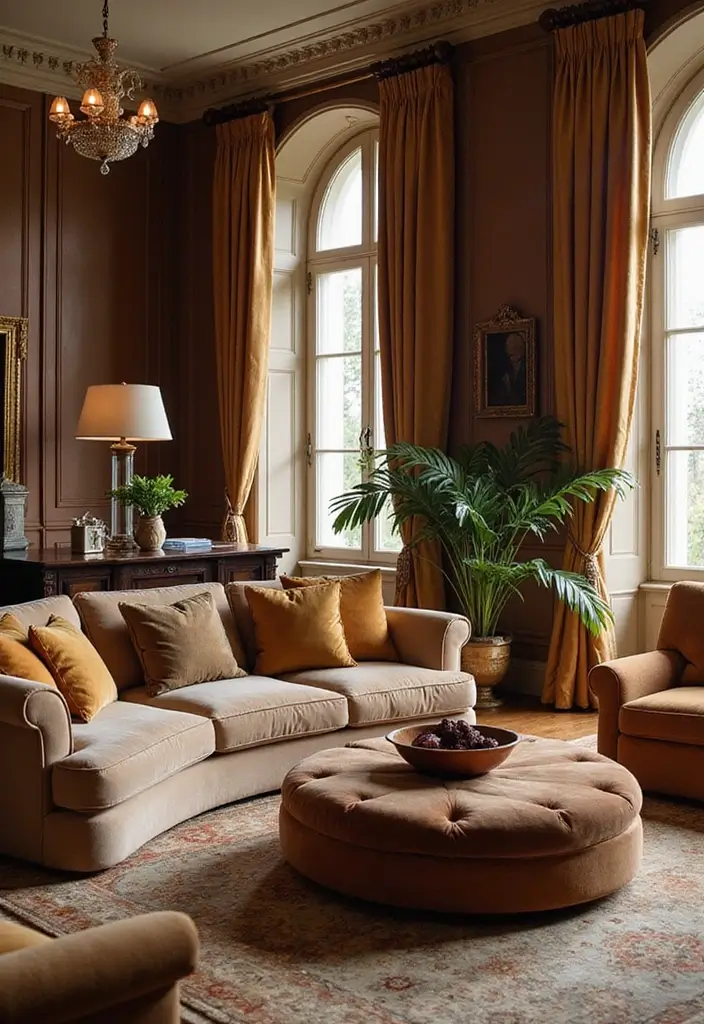 30 Big Living Room Decor Ideas to Fill Large Spaces - 23. Luxury Textiles