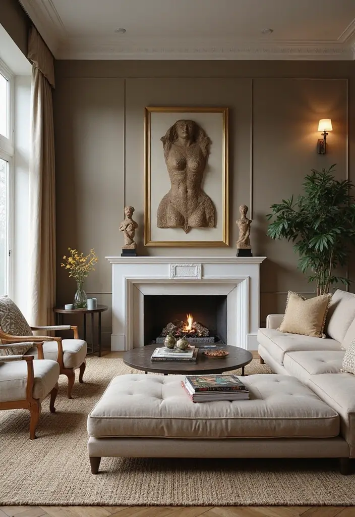 30 Big Living Room Decor Ideas to Fill Large Spaces - 24. Artistic Sculptures