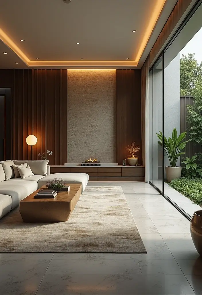 30 Big Living Room Decor Ideas to Fill Large Spaces - 27. Indoor Water Features