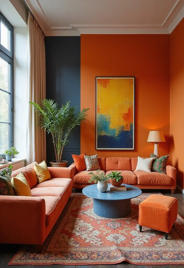 30 Big Living Room Decor Ideas to Fill Large Spaces - 6. Bold Color Palettes