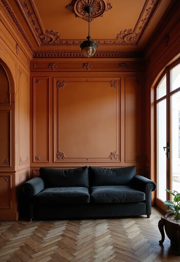 30 Black Couch Living Room Decor Ideas for Contrast and Style - 17. Bold Ceiling Design