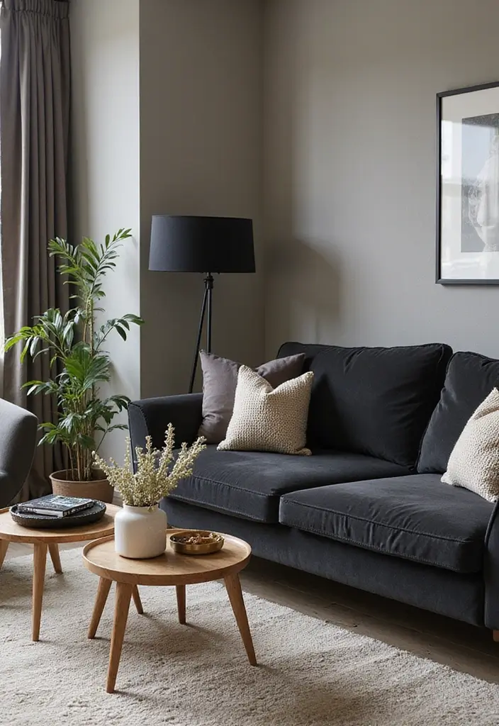 30 Black Couch Living Room Decor Ideas for Contrast and Style - 24. Use Contrast Wisely