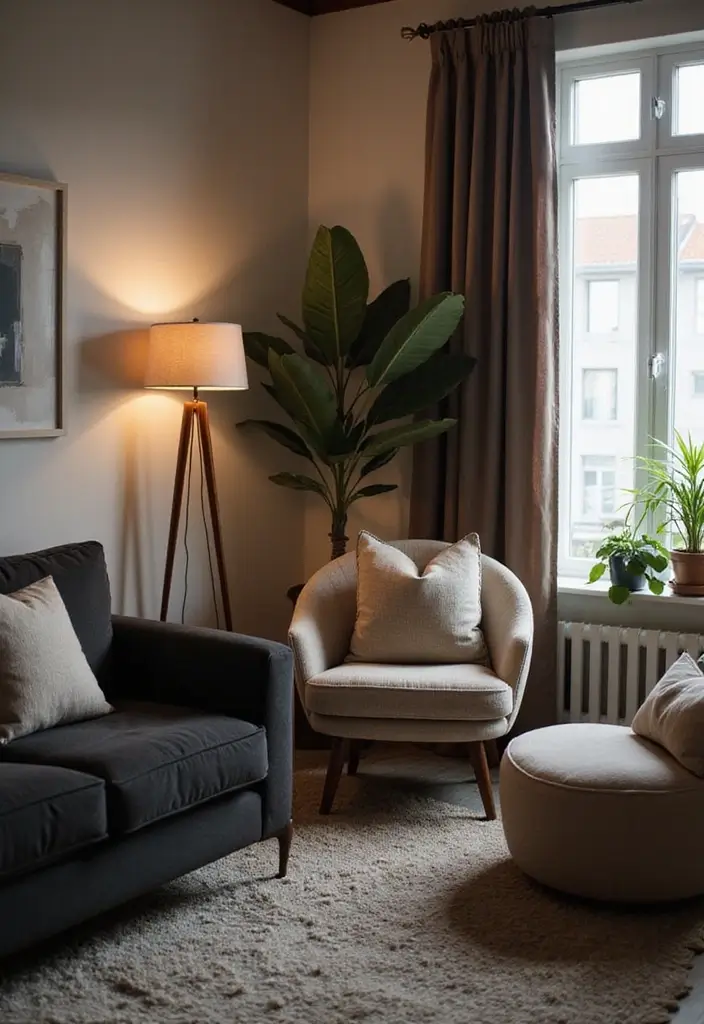 30 Black Couch Living Room Decor Ideas for Contrast and Style - 25. Create a Relaxing Nook