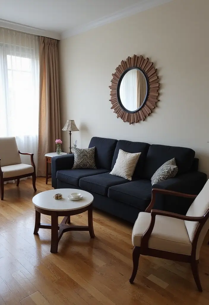 30 Black Couch Living Room Decor Ideas for Contrast and Style - 8. Functional Furniture Arrangement