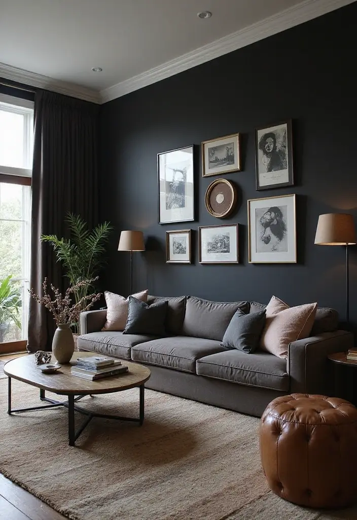 30 Black Living Room Decor Ideas for Bold Interiors - 2. Bold Black Accent Wall