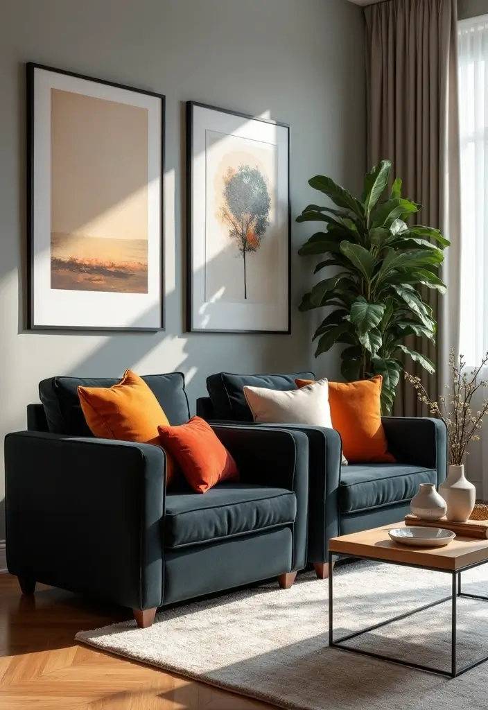 30 Black Living Room Decor Ideas for Bold Interiors - 8. Black Accent Chairs