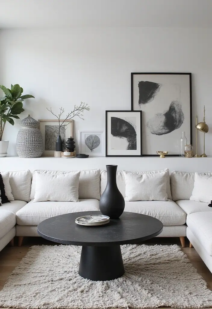 30 Black and White Living Room Decor Ideas for Timeless Design - 14. Decorative Monochrome Objects