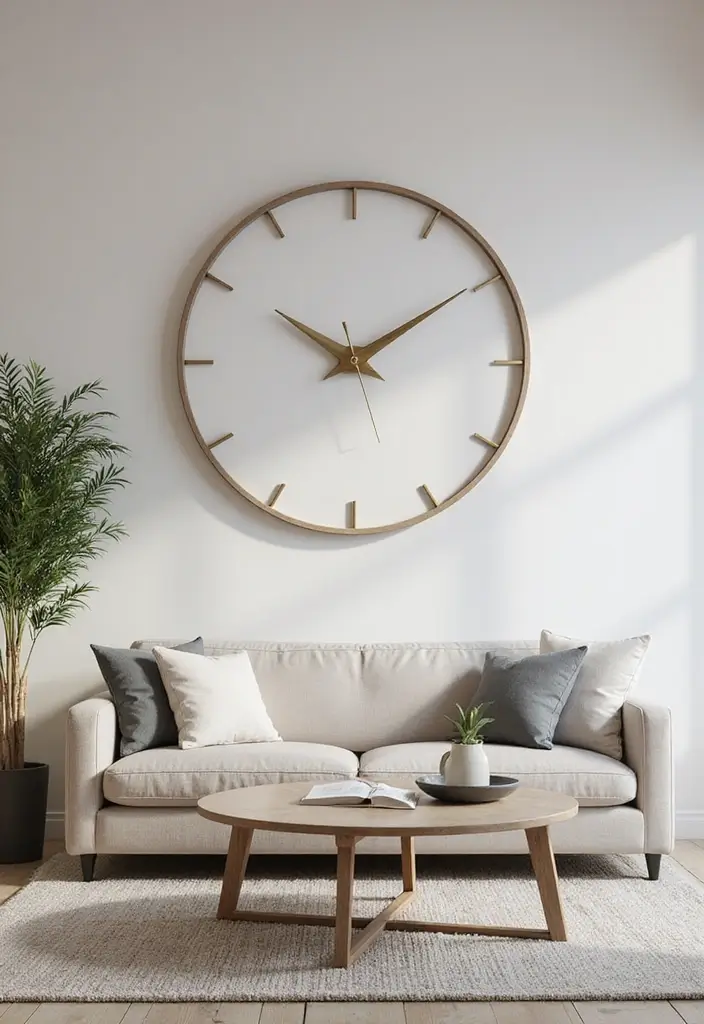 30 Black and White Living Room Decor Ideas for Timeless Design - 29. Minimalist Clocks