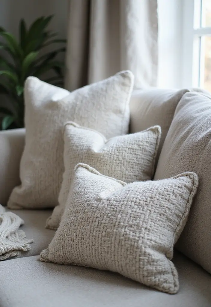 30 Black and White Living Room Decor Ideas for Timeless Design - 5. Textured Monochrome Fabrics