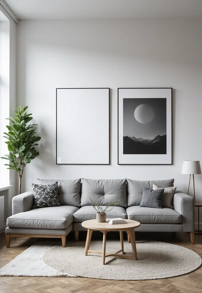 30 Black and White Living Room Decor Ideas for Timeless Design - 7. Monochrome Art Pieces