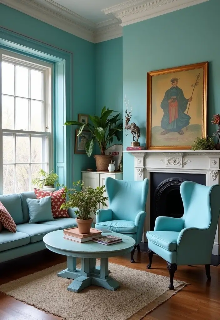 30 Blue Living Room Decor Ideas for a Calm Space - 12. Vintage Blue Finds