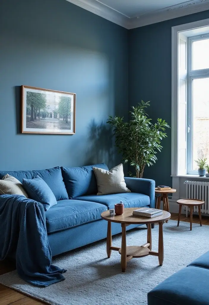 30 Blue Living Room Decor Ideas for a Calm Space - 13. Mixing Blue Tones