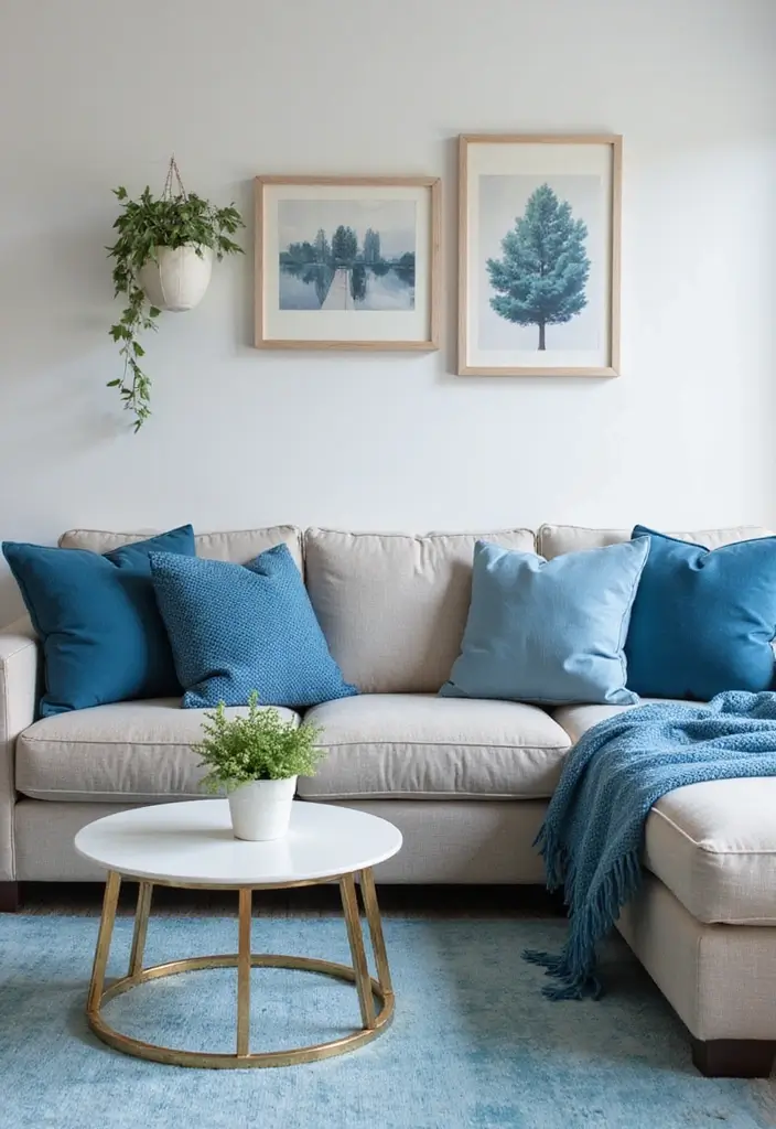 30 Blue Living Room Decor Ideas for a Calm Space - 2. Cozy Blue Textiles