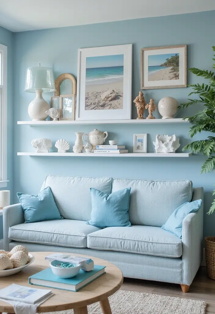 30 Blue Living Room Decor Ideas for a Calm Space - 6. Coastal-Themed Decor Items