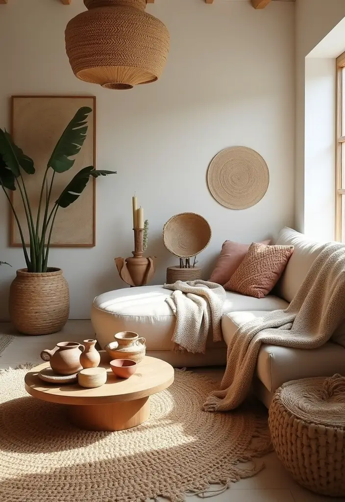 30 Bohemian Living Room Decor Ideas for Creative Homes - 20. Handmade Decor Elements