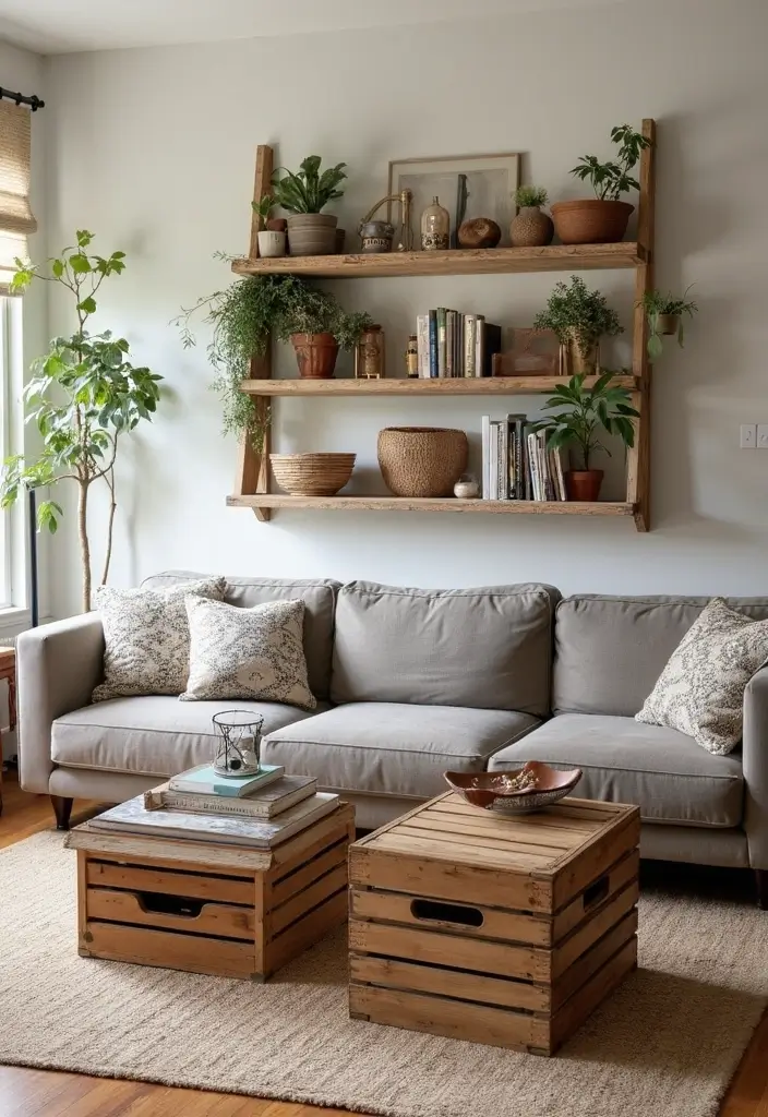 30 Bohemian Living Room Decor Ideas for Creative Homes - 27. Upcycled Decor