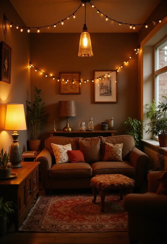 30 Bohemian Living Room Decor Ideas for Creative Homes - 5. Artistic Lighting Fixtures