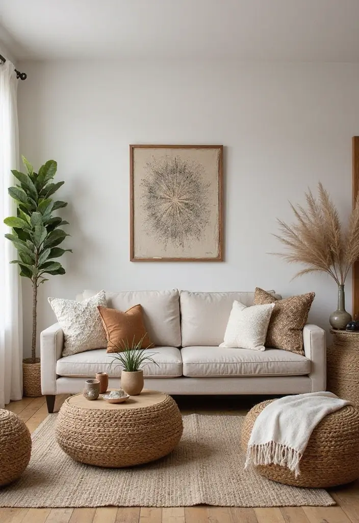 30 Bohemian Living Room Decor Ideas for Creative Homes - 6. Natural Materials