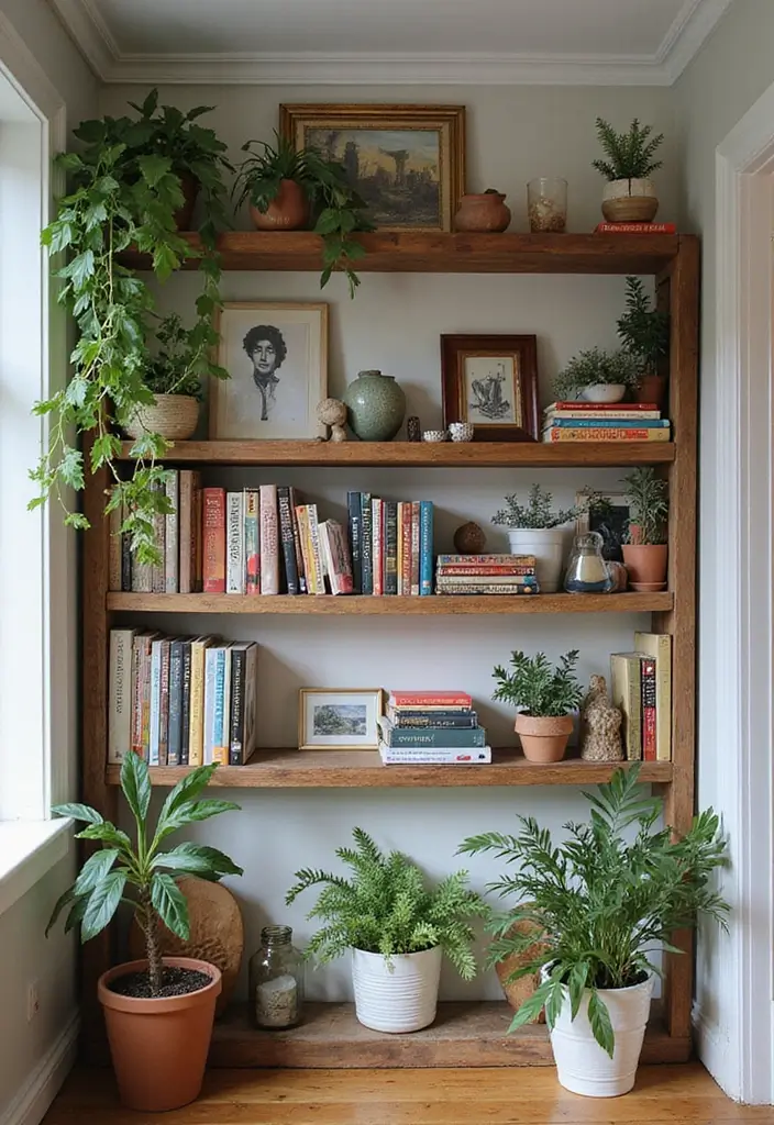 30 Bohemian Living Room Decor Ideas for Creative Homes - 9. Open Shelving with Decor