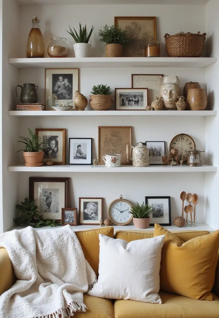 30 Boho Living Room Decor Ideas Full of Character - 10. Personal Touches and Mementos
