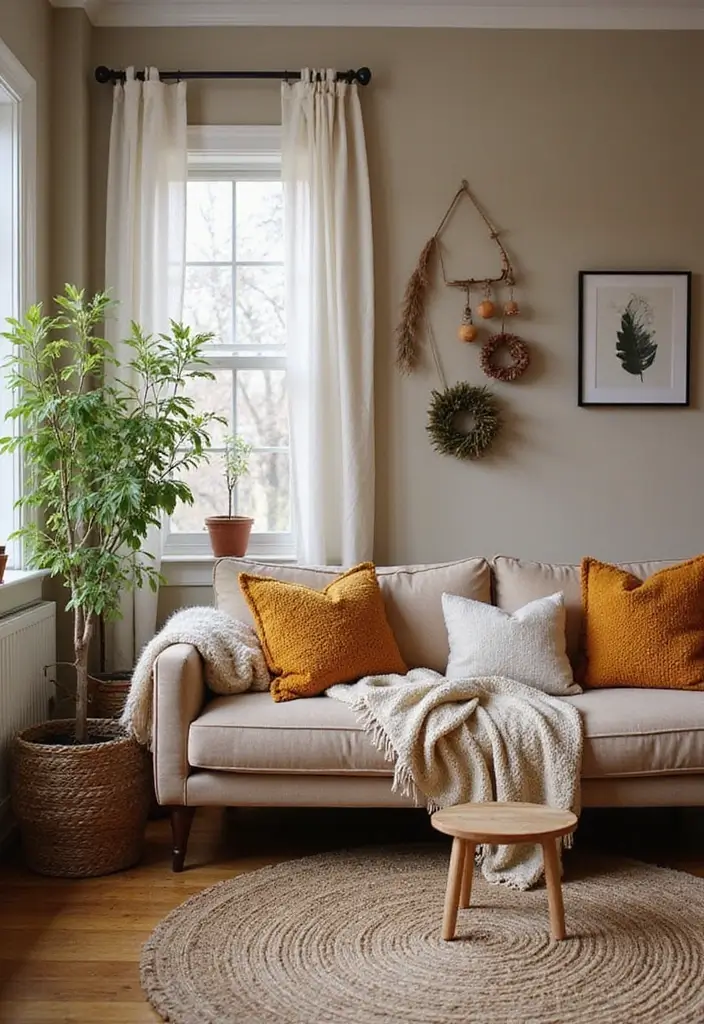 30 Boho Living Room Decor Ideas Full of Character - 30. Seasonal Decor Swaps