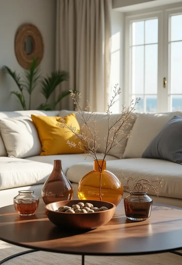 30 Coffee Table Decor Living Room Ideas for a Polished Look - 12. Statement Glassware