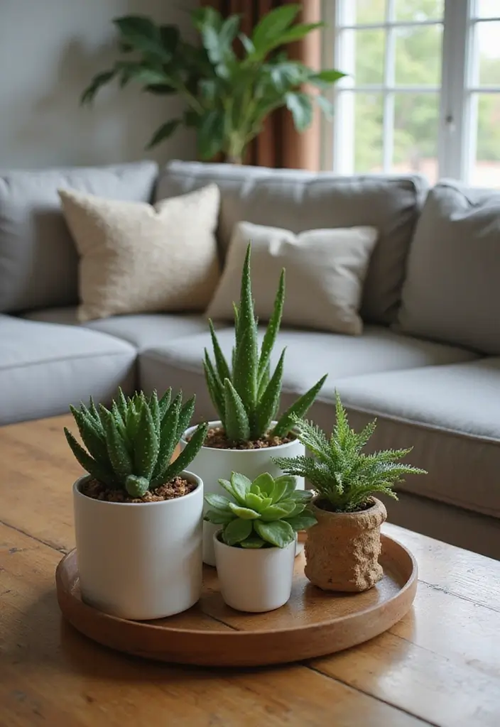 30 Coffee Table Decor Living Room Ideas for a Polished Look - 17. Indoor Plants and Succulents