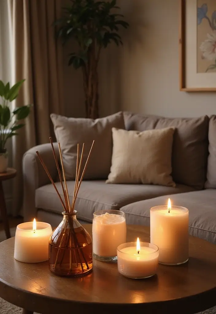 30 Cosy Living Room Decor Ideas for Comfort and Warmth - 15. Aromas and Scents