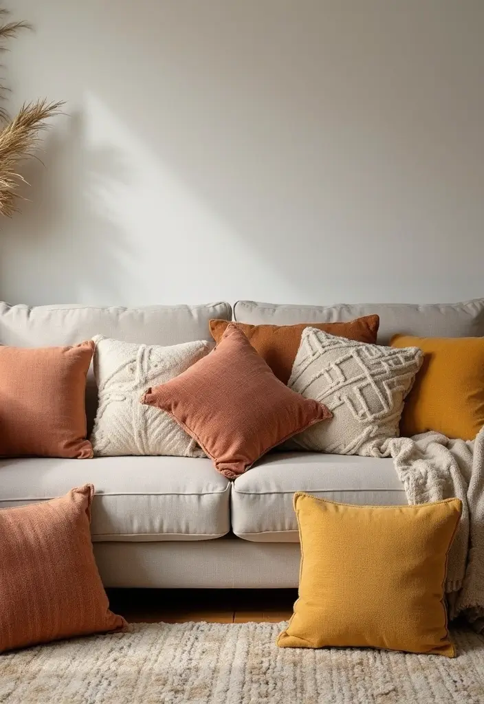 30 Cosy Living Room Decor Ideas for Comfort and Warmth - 27. Warm Throw Pillows