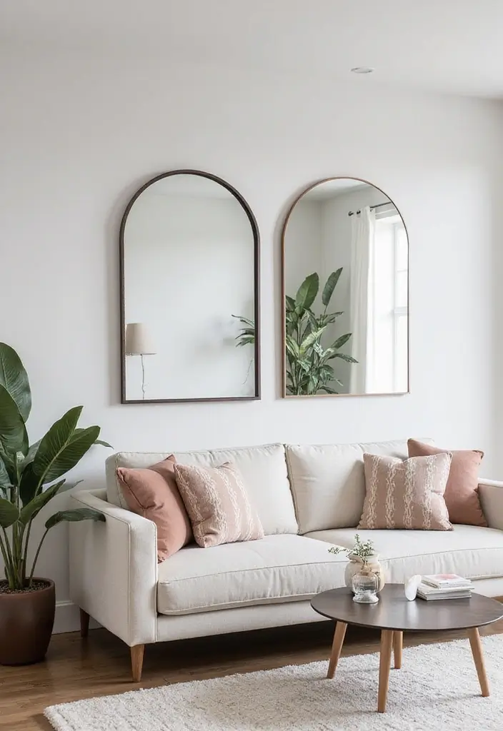 30 Decor Home Living Room Ideas for Everyday Elegance - 16. Utilize Mirrors