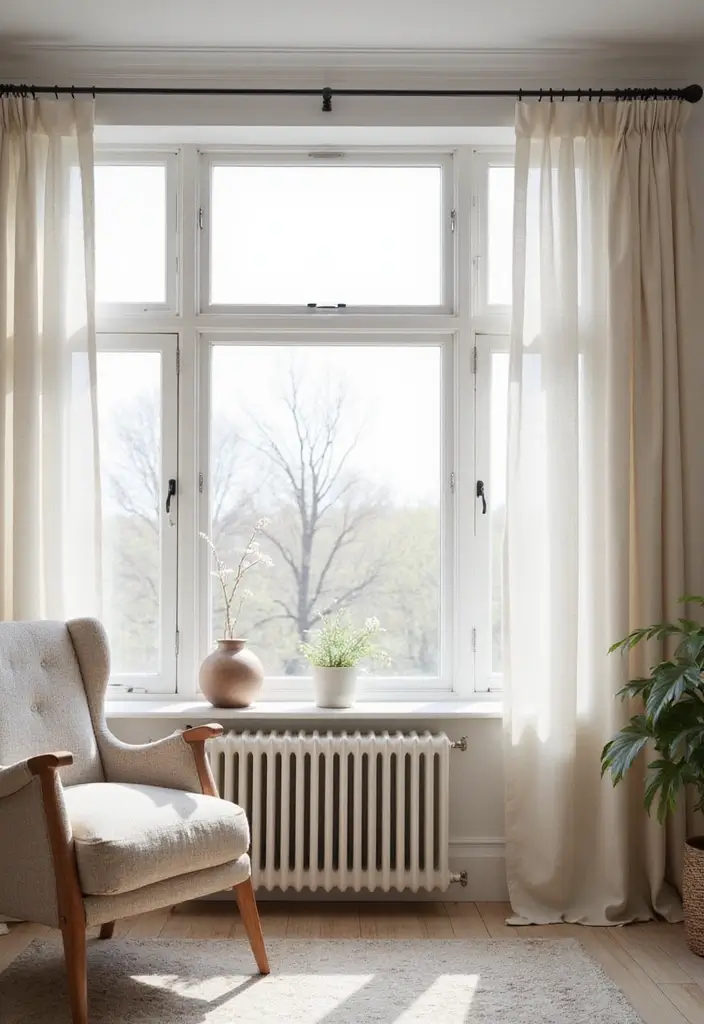 30 Decor Home Living Room Ideas for Everyday Elegance - 19. Embrace Minimalist Window Treatments