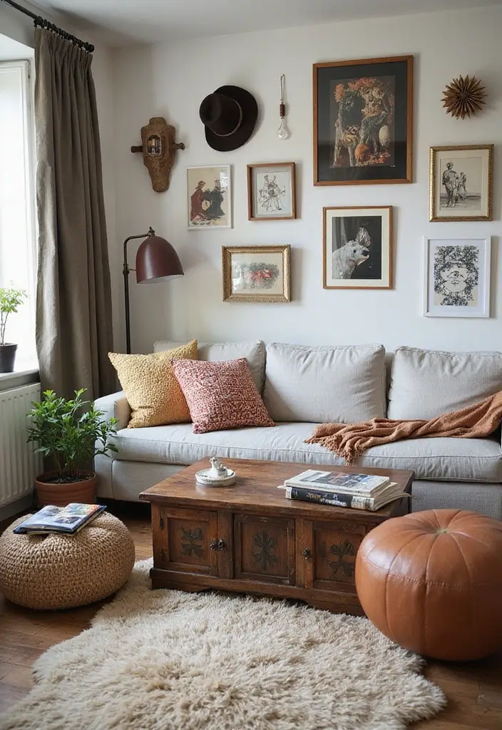 30 Dopamine Decor Living Room Ideas for Happy Interiors - 15. Unique Decor Items