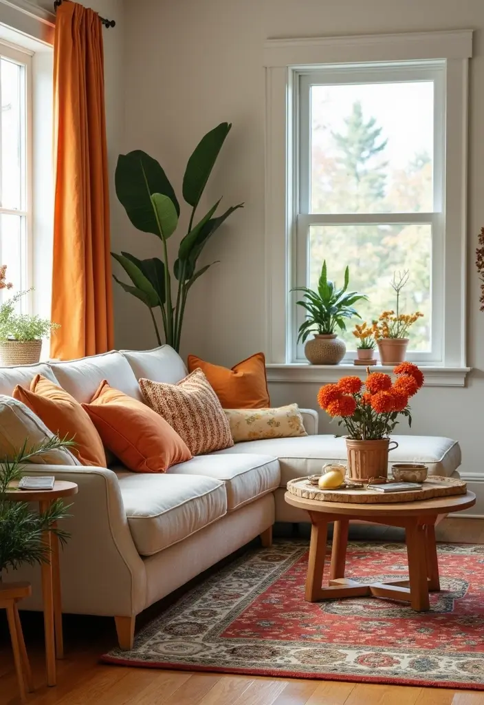 30 Dopamine Decor Living Room Ideas for Happy Interiors - 21. Seasonal Decor Changes