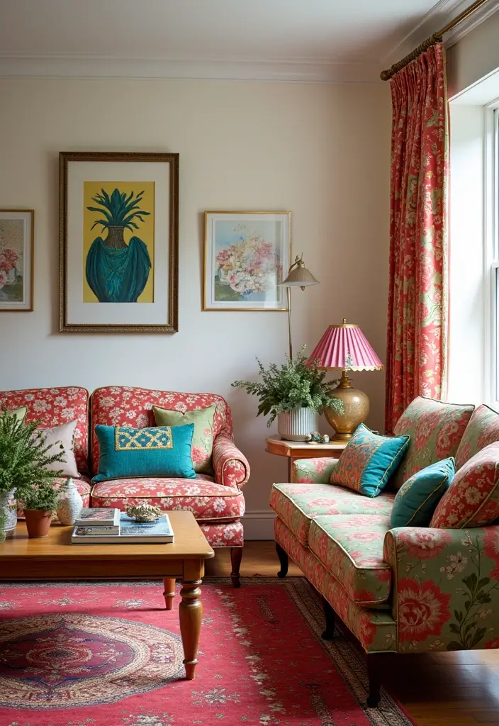 30 Dopamine Decor Living Room Ideas for Happy Interiors - 4. Playful Patterns