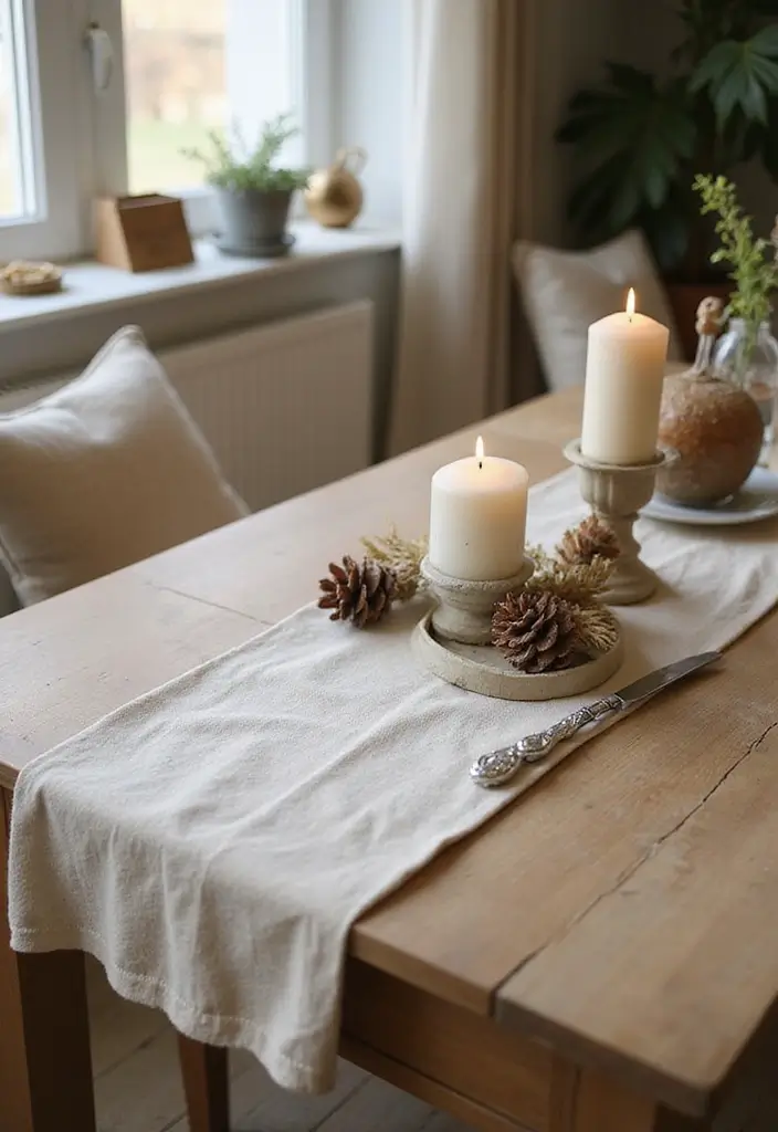 30 Eco-Friendly Christmas Decor Ideas for Living Room Inspiration - 2. Organic Cotton Table Runner