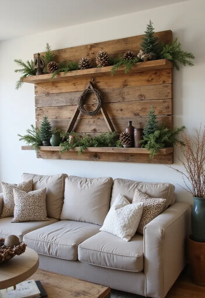 30 Eco-Friendly Christmas Decor Ideas for Living Room Inspiration - 29. Recycled Wooden Pallet Decor