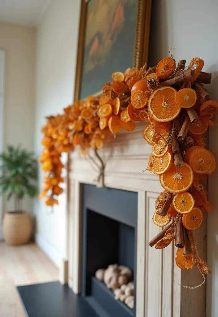 30 Eco-Friendly Christmas Decor Ideas for Living Room Inspiration - 3. DIY Dried Orange Garland