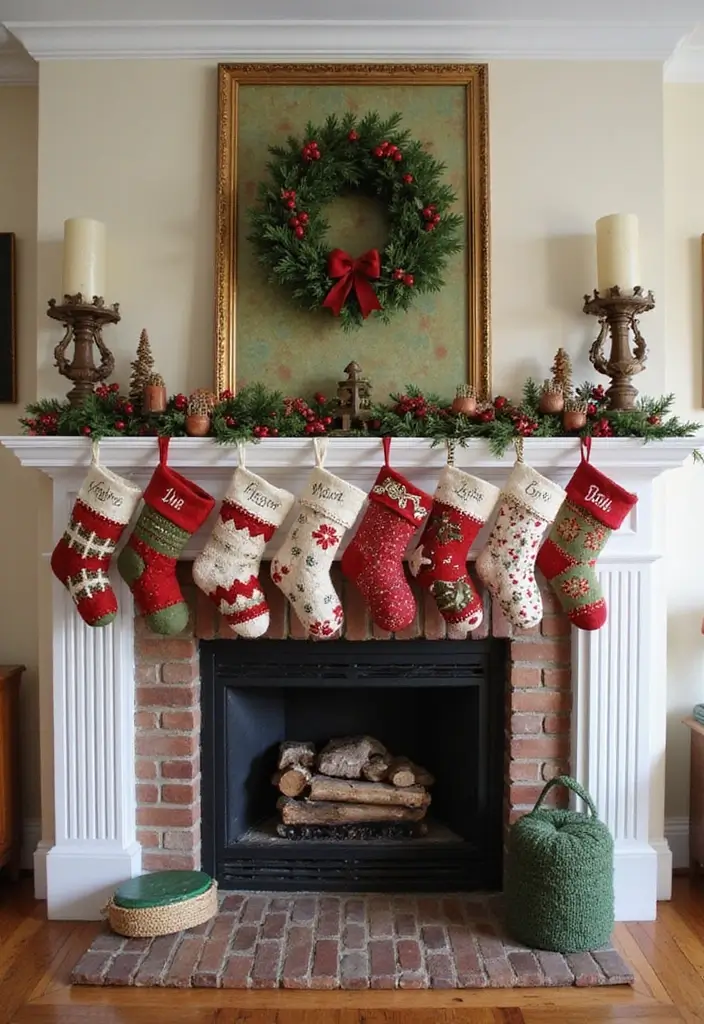 30 Eco-Friendly Christmas Decor Ideas for Living Room Inspiration - 8. Handcrafted Recycled Fabric Stockings