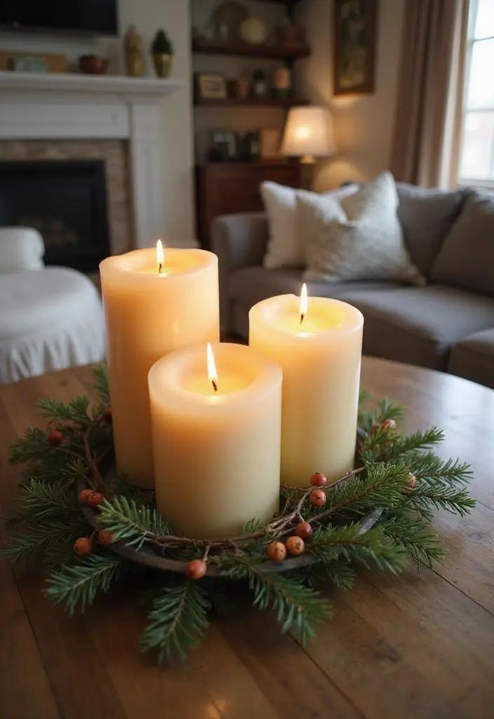 30 Eco-Friendly Christmas Decor Ideas for Living Room Inspiration - 9. Eco-Conscious Candles