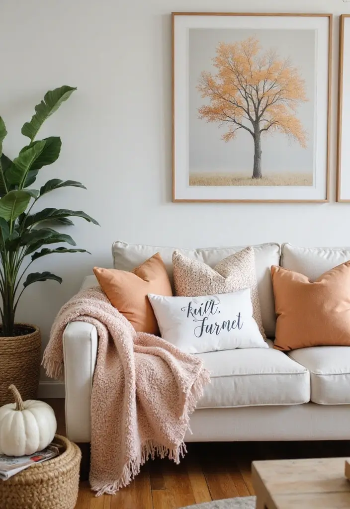 30 Fall Living Room Decor Ideas to Create a Cozy Atmosphere - 10. Personalized Throw Pillows