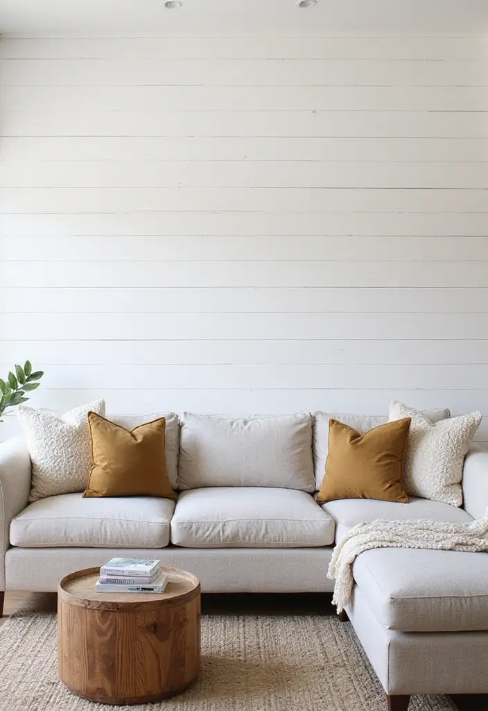 30 Farmhouse Decor Living Room Ideas with Rustic Charm - 21. Simple Wall Panels