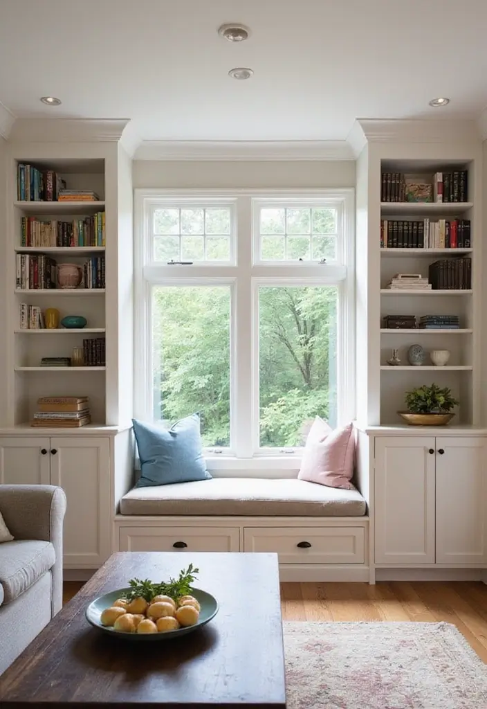 30 Farmhouse Decor Living Room Ideas with Rustic Charm - 26. Custom Built-ins