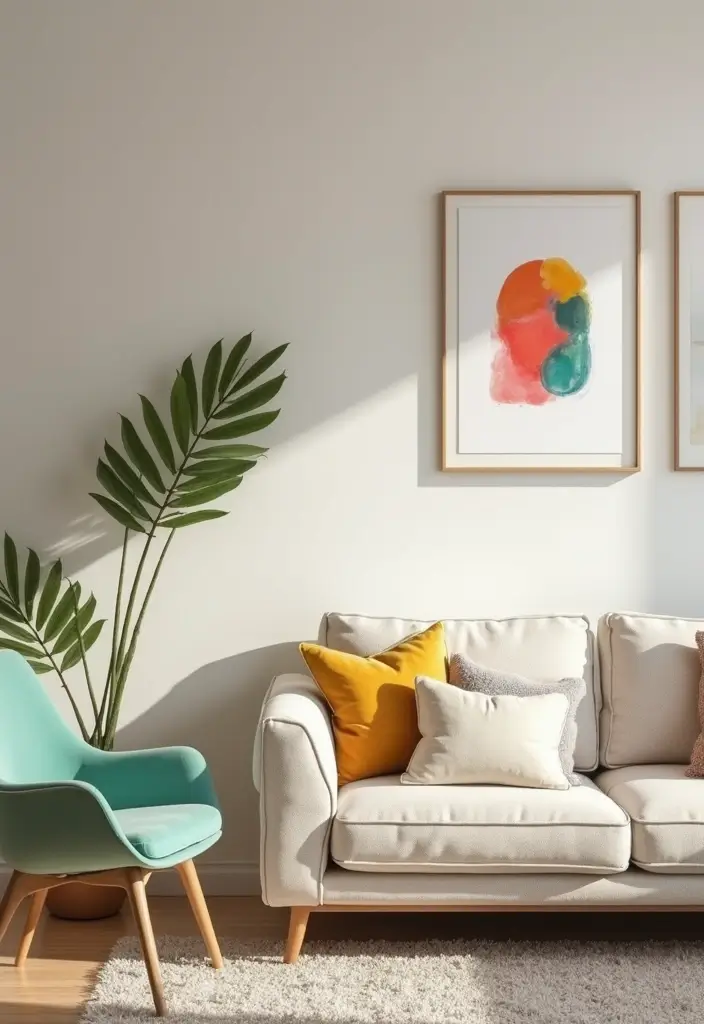 30 Farmhouse Decor Living Room Ideas with Rustic Charm - 8. Soft Color Accents