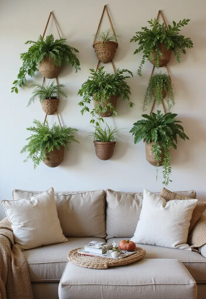 30 Farmhouse Living Room Wall Decor Ideas for a Rustic Touch - 24. Wall-Mounted Planters