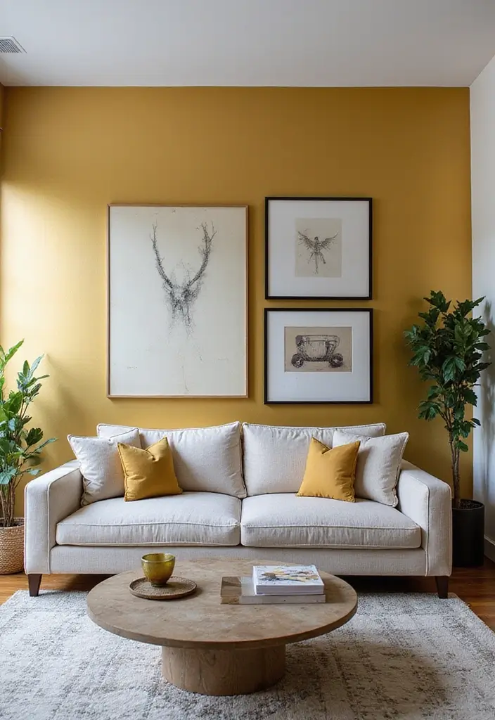 30 Gold Living Room Decor Ideas for a Luxe Finish - 11. Gold Accent Walls