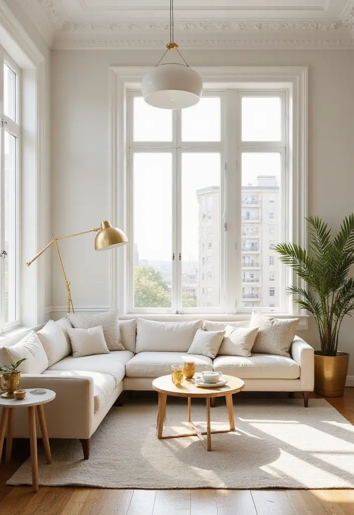 30 Gold Living Room Decor Ideas for a Luxe Finish - 14. Gold and White Color Palette