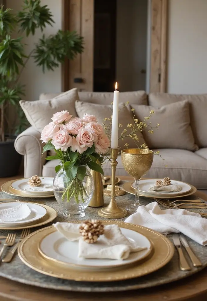 30 Gold Living Room Decor Ideas for a Luxe Finish - 15. Gold Table Settings
